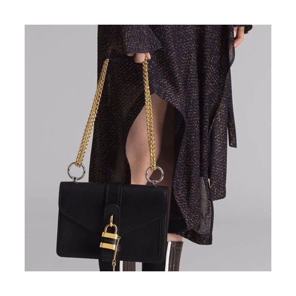 ✨Chole 2019 Aby Leather Chain Shoulder Bag, 24cm - 끌로에 2019 애비 레더 체인 숄더백,CLB0150,24cm,블랙