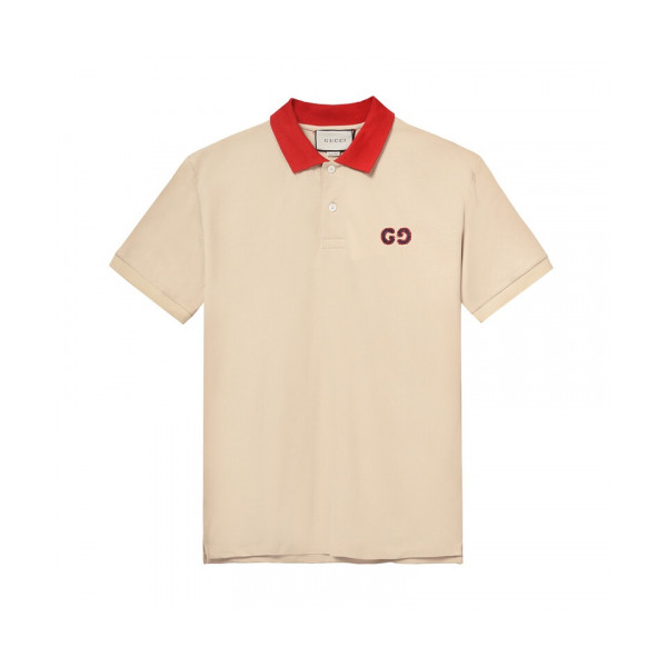 ✨[매장판]Gucci 2019 Mm/Wm Logo Cotton Polo Short Sleeved Tshirt - 구찌 2019 남자 로고 폴로 코튼 반팔티 Guc01771x.Size(xs - l).아이보리