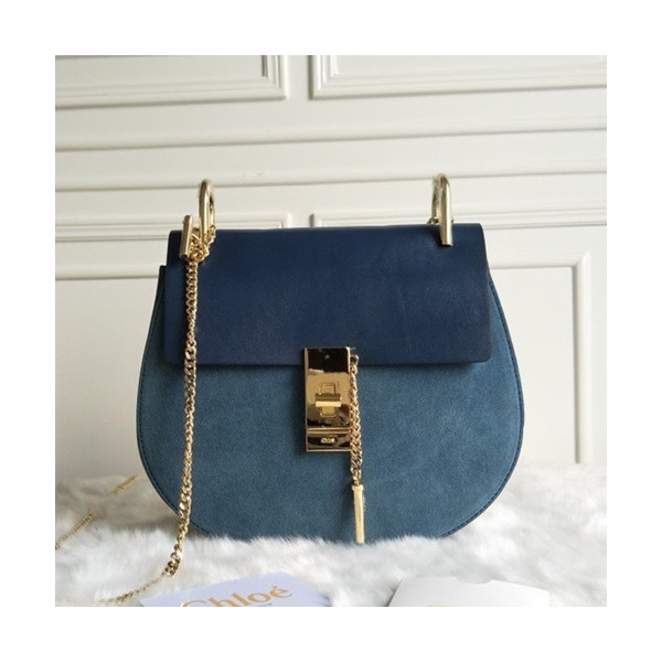 ✨Chole 2019 Drew Leather Shoulder Bag, 19/23cm - 끌로에 2019 드류 레더 숄더백,CLB0155,19/23cm,블루