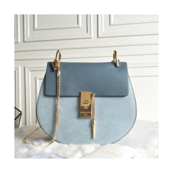 ✨Chole 2019 Drew Leather Shoulder Bag, 19/23cm - 끌로에 2019 드류 레더 숄더백,CLB0156,19/23cm,스카이블루