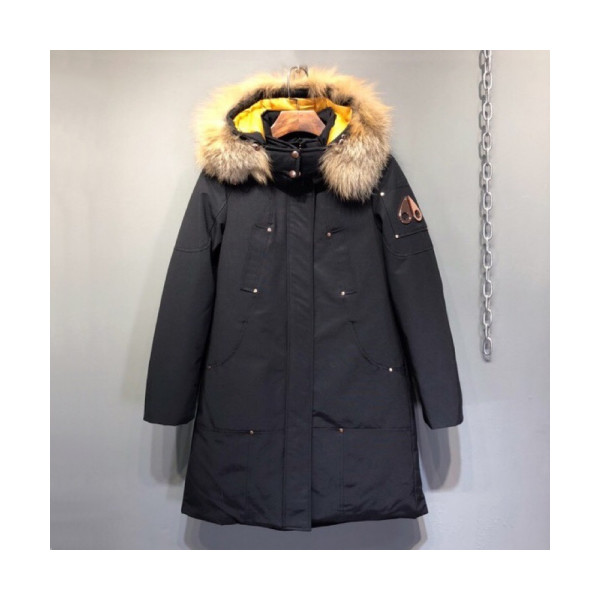 ✨[매장판] Moose Knuckle 2019 Womens Logo Goose Down Parka - 무스너클 2019 여성 로고 구스다운 파카 Moo0082x.Size(s - l).블랙