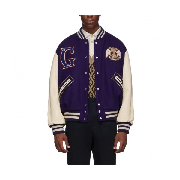 ✨[구찌]Gucci 2019 Mens Logo Casual Bomber Jacket - 구찌 2019 남성 로고 캐쥬얼 봄버 자켓 Guc01872x.Size(m - 2xl).블루