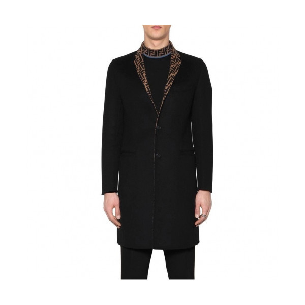 ✨[매장판]Fendi 2019 Mens Logo Cashmere Coat - 펜디 2019 남성 로고 캐시미어 코트 Fen0490x.Size(m - 2xl).블랙