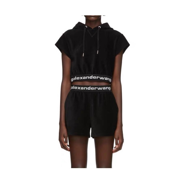 ✨[알렉산더왕]Alexander wang 2020 Womens Logo Velvet Short Pants - 알렉산더왕 2020 여성 로고 벨벳 반바지 Ale0063x.Size(s - l).블랙