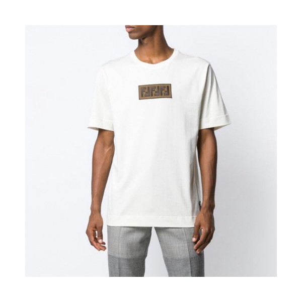 ✨[펜디]Fendi 2019 Mens Logo Casual Cotton Short Sleeved Tshirts - 펜디 2019 남성 로고 캐쥬얼 코튼 반팔티 Fen0514x.Size(s - 3xl).화이트