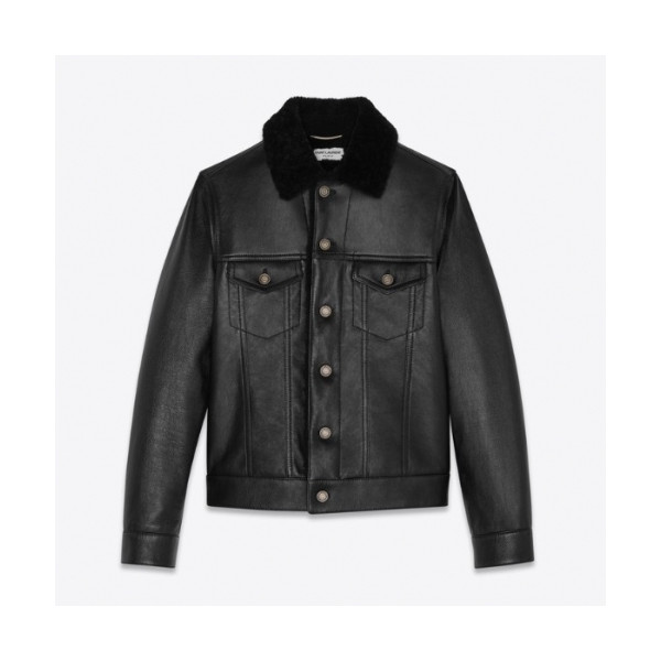 ✨[1:1]Saint Laurent 2020 Mens Casual Flannel Leather Jackets - 입생로랑 2020 남성 캐쥬얼 플란넬 가죽 자켓 Ysl0082x.Size(m - 2xl).블랙