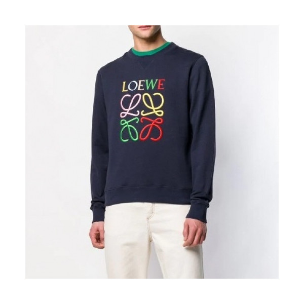 ✨[로에베]Loewe 2020 Mens Logo Crew-neck Cotton Tshirts - 로에베 2020 남성 로고 크루넥 코튼 긴팔티 Loe0150x.Size(m - 2xl).블루
