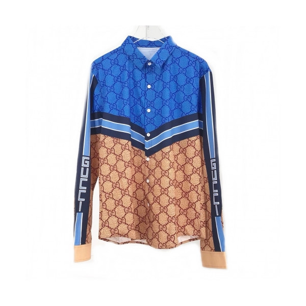 ✨[구찌]Gucci 2020 Mens Logo Casual Silket Tshirts - 구찌 2020 남성 로고 캐쥬얼 실켓 셔츠 Guc02176x.Size(m - 3xl).블루