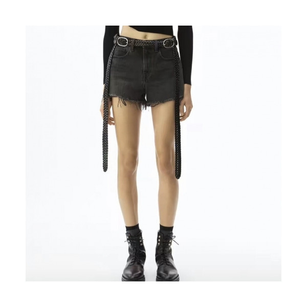 ✨[알렉산더왕]Alexander wang 2020 Womens Modern Denim Short Trousers - 알렉산더왕 2020 여성 모던 데님 반바지 Ale0105x.Size(25 - 28).블랙