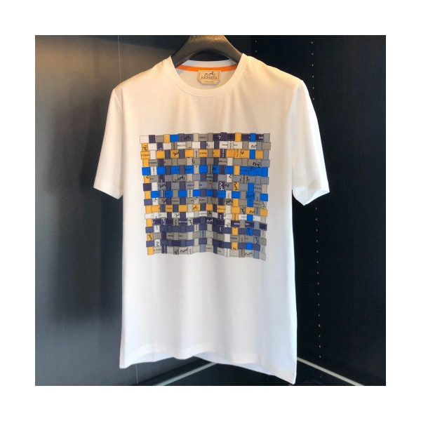 ✨[에르메스]Hermes 2020 Mens Crew-neck Silket Short Sleeved Tshirts - 에르메스 2020 남성 크루넥 실켓 반팔티 Her0478x.Size(m - 3xl).화이트