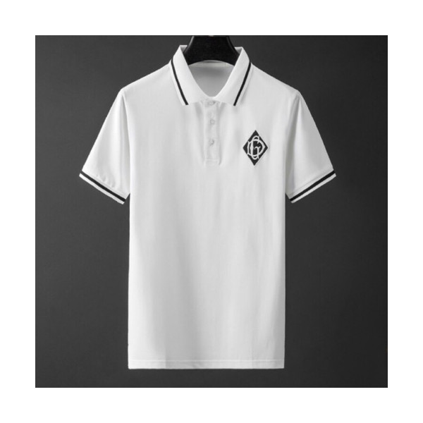 ✨[돌체앤가바나]Dolce&Gabbana 2020 Mens Logo Silket Short Sleeved Polo Tshirts - 돌체앤가바나 2020 남성 로고 실켓 폴로 반팔티 Dol0286x.Size(m - 2xl).화이트