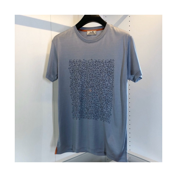 ✨[에르메스]Hermes 2020 Mens Crew-neck Silket Short Sleeved Tshirts - 에르메스 2020 남성 크루넥 실켓 반팔티 Her0493x.Size(m - 2xl).블루