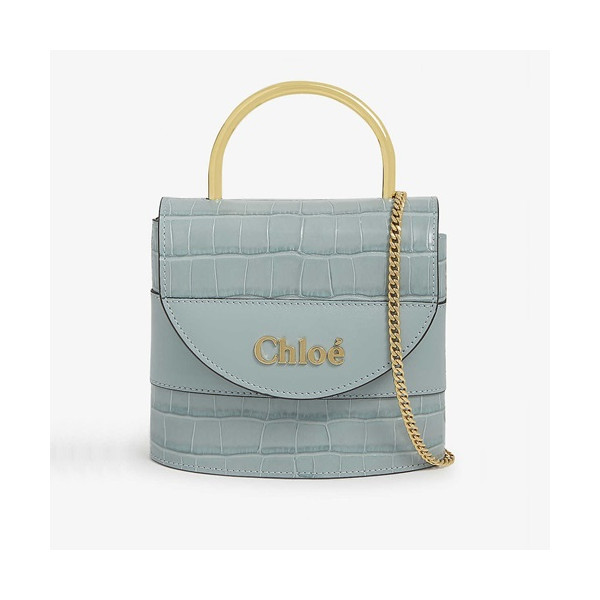 ✨Chole 2020 Aby Lock Leather Tote Shoulder Bag, 17cm - 끌로에 2020 애비 락 레더 토트 숄더백,CLB0206,17cm,스카이블루