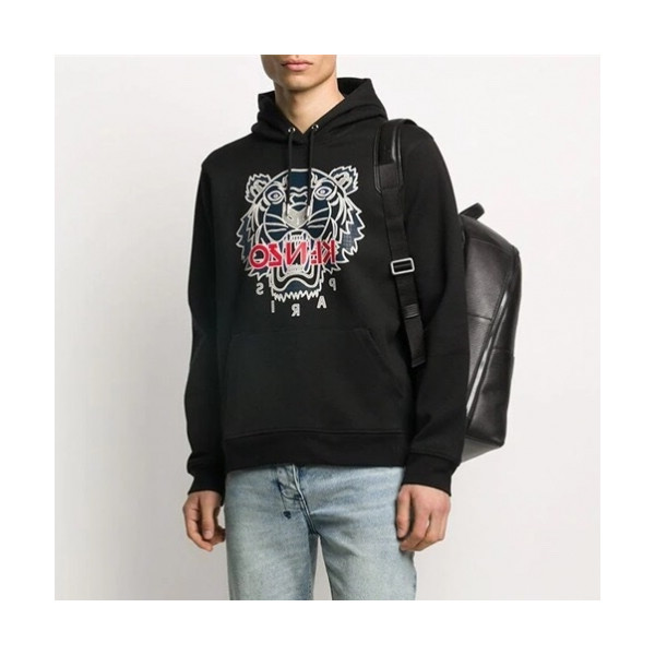 ✨[겐조]Kenzo 2020 Mm/Wm Signature Tiger Cotton Hoodie - 겐조 2020 남자 시그니처 타이거 코튼 후드티 Ken0123x.Size(m - 2xl).블랙