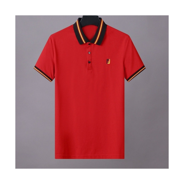 ✨[펜디]Fendi 2020 Mens Logo Casual Short Sleeved Polo Tshirts - 펜디 2020 남성 로고 캐쥬얼 코튼 폴로 반팔티 Fen0782x.Size(m - 3xl).레드