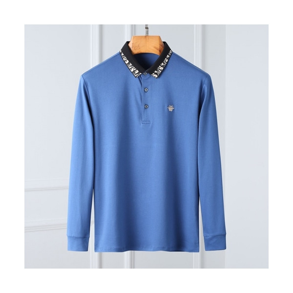 ✨[디올]Dior 2020 Mens Logo Casual Cotton Polo Tshirts - 디올 2020 남성 로고 캐쥬얼 코튼 폴로 긴팔티 Dio0838x.Size(m - 3xl).블루
