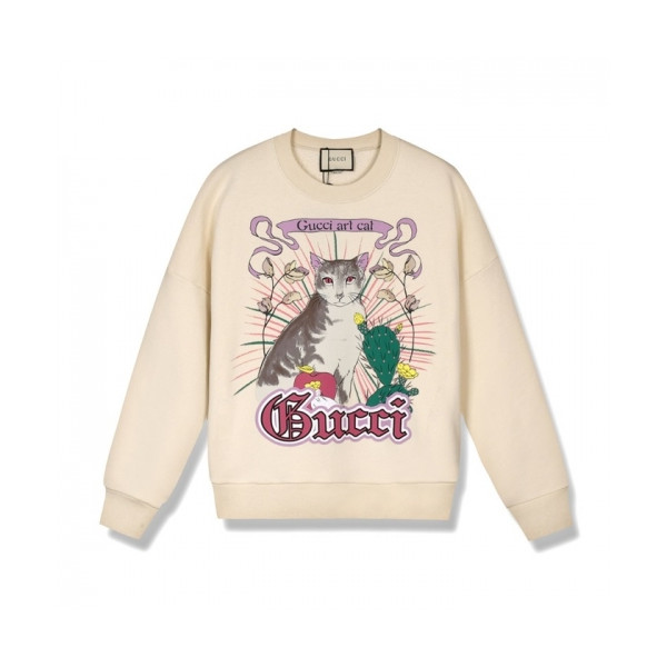 ✨[구찌]Gucci 2020 Mm/Wm Logo Crew-neck Cotton Tshirts - 구찌 2020 남/녀 로고 코튼 크루넥 코튼 긴팔티 Guc03135x.Size(s - l).아이보리