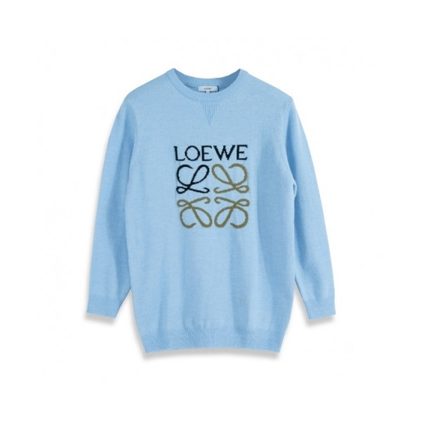 ✨[로에베]Loewe 2020 Womens Logo Crew-neck Wool Sweaters - 로에베 2020 여자 로고 크루넥 울 스웨터 Loe0314x.Size(xs - l).블루