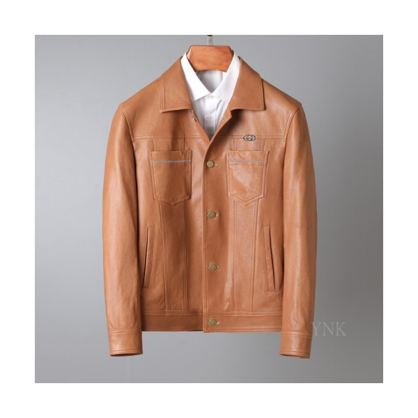 ✨[구찌]Gucci 2020 Mens Classic Leather Jackets - 구찌 2020 남성 클래식 캐쥬얼 가죽 자켓 Guc03190x.Size(m - 3xl).브라운