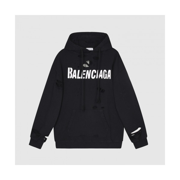 ✨[발렌시아가]Balenciaga 2020 Mm/Wm Logo Cotton Hoodie - 발렌시아가 2020 남/녀 로고 코튼 후디 Bal0876x.Size(xs - l).블랙