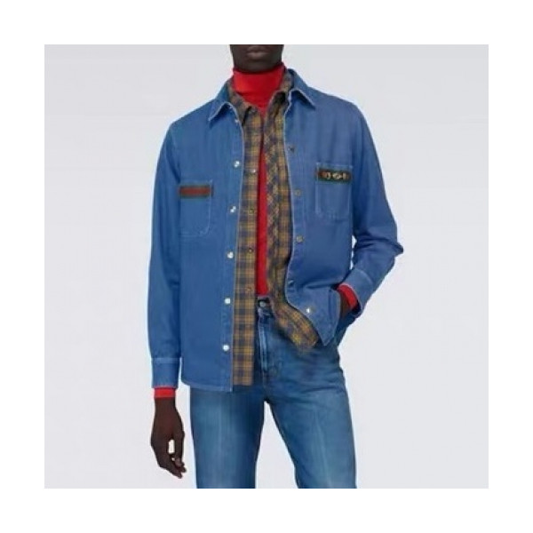 ✨[구찌]Gucci 2021 Mens Casual Denim Tshirts - 구찌 2021 남성 캐쥬얼 데님 셔츠 Guc03346x.Size(m - 2xl).블루