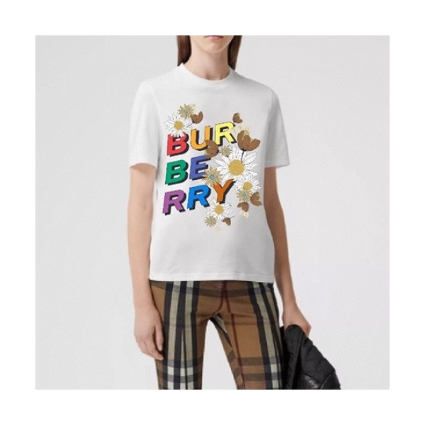 ✨Burberry Mm/Wm Logo Cotton Short Sleeved Tshirts - 버버리 2021 남/녀 로고 코튼 반팔티 Bur03679x.Size(s - xl).화이트