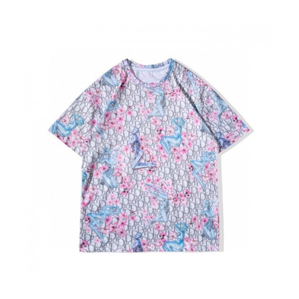✨[디올]Dior 2021 Mm/Wm Casual Crew-neck Short Sleeved Tshirts - 디올 2021 남/녀 캐쥬얼 크루넥 반팔티 Dio01170x.Size(s - 2xl).블루