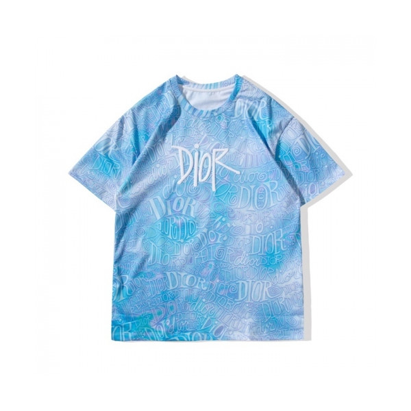 ✨[디올]Dior 2021 Mm/Wm Casual Crew-neck Short Sleeved Tshirts - 디올 2021 남/녀 캐쥬얼 크루넥 반팔티 Dio01173x.Size(s - 2xl).블루