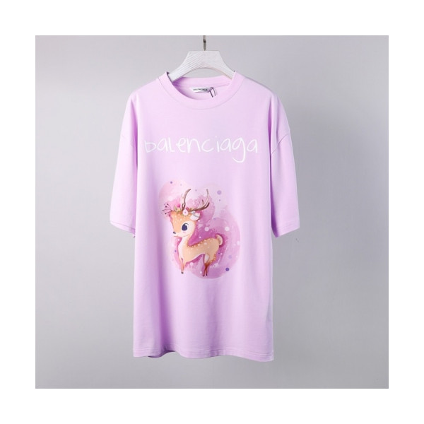 ✨[발렌시아가]Balenciaga 2021 Mm/Wm Logo Cotton Short Sleeved Tshirts - 발렌시아가 2021 남/녀 로고 코튼 반팔티 Bal0989x.Size(xs - m).퍼플