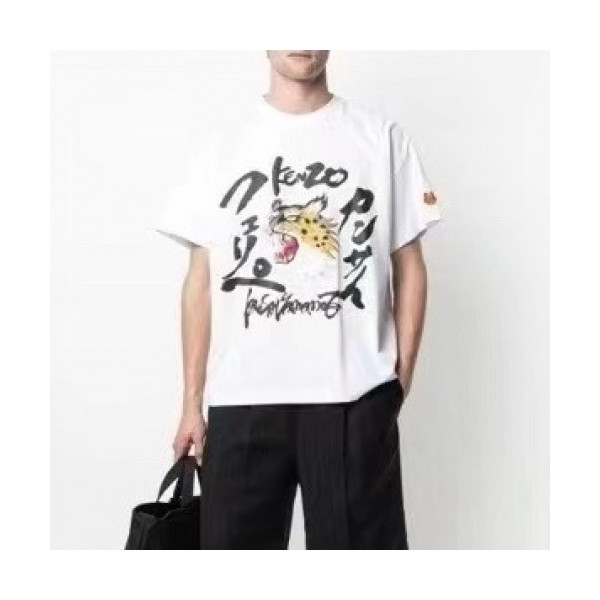 ✨[겐조]Kenzo 2021 Mm/Wm Tiger Cotton Short Sleeved Tshirts - 겐조 2021 남/녀 타이거 캐쥬얼 코튼 반팔티 Ken0141x.Size(xs - l).화이트