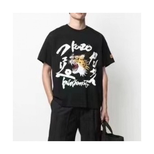 ✨[겐조]Kenzo 2021 Mm/Wm Tiger Cotton Short Sleeved Tshirts - 겐조 2021 남/녀 타이거 캐쥬얼 코튼 반팔티 Ken0142x.Size(xs - l).블랙