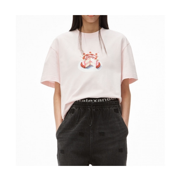 ✨[매장판]Alexsander Wang 2021 Mm/Wm Logo Short Sleeved Tshirts - 알렉산더왕 2021 남/녀 로고 반팔티 Alw0158x.Size(s - l).연핑크