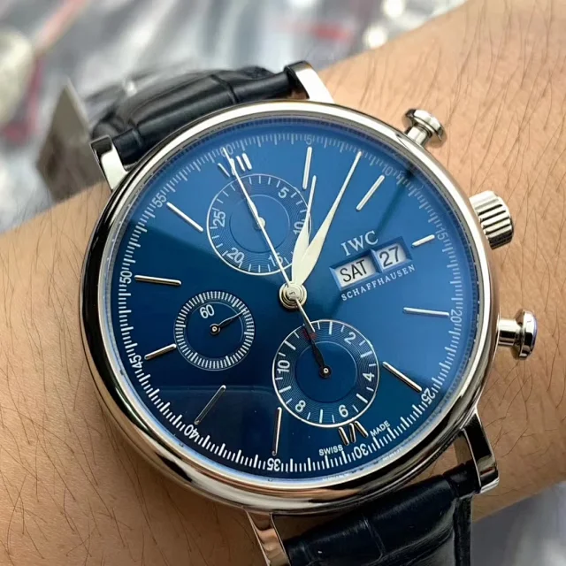 IWC 포르토피노 크로노그래프 7750 레플리카 블루 다이얼 럭셔리 드레스 워치