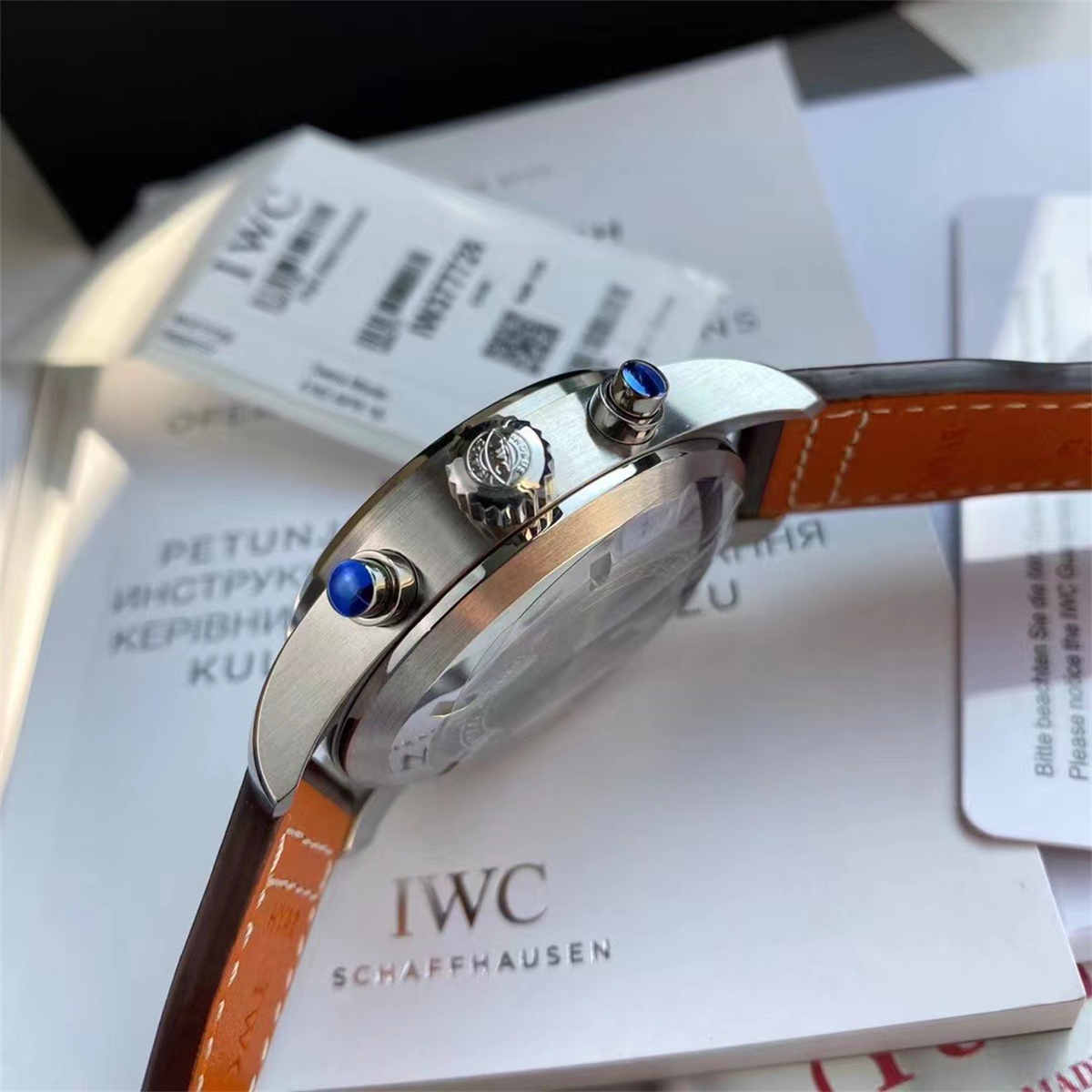 IWC IW377726 파일럿 크로노그래프 블루 다이얼 43mm 오토매틱 남성용 시계 - 이미지 6