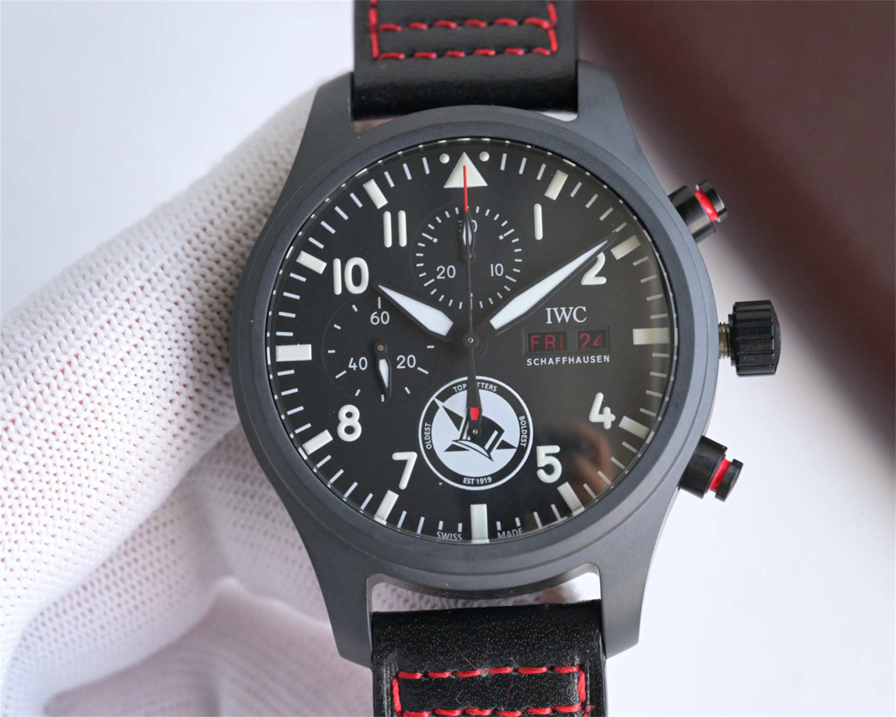 ZF IWC 탑건 레플리카 블랙 세라믹 크로노그래프 IW389108